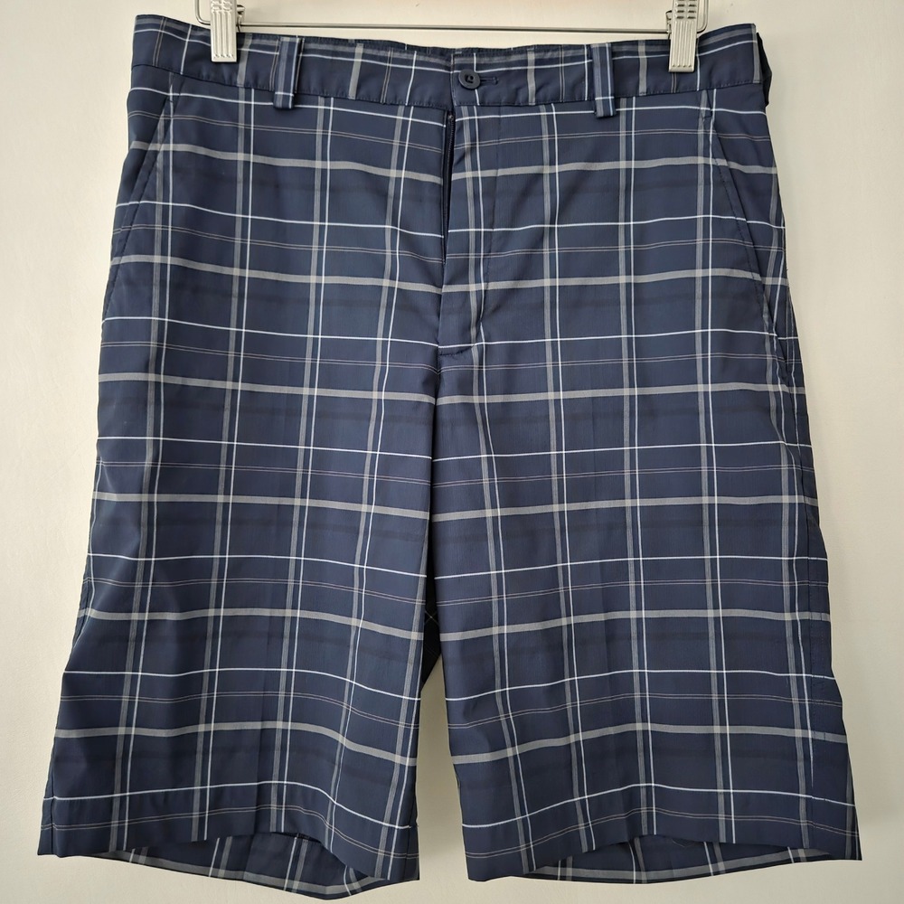 Nike Golf Mens Plaid Dri Fit‎ Shorts Size 32 Blue Athletic